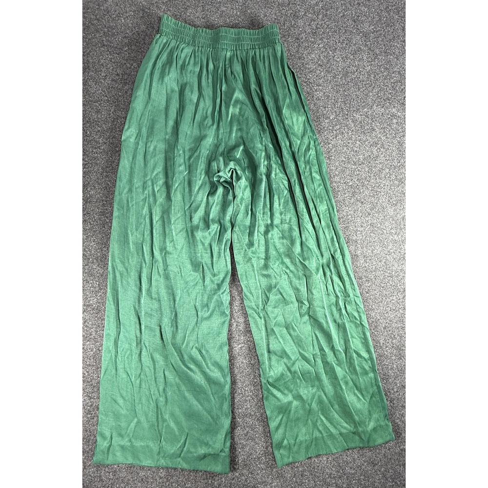 Glam Wide Leg Flowy Pants Green Small Boho‎ Summer Festival Coastal - Picture 13 of 14
